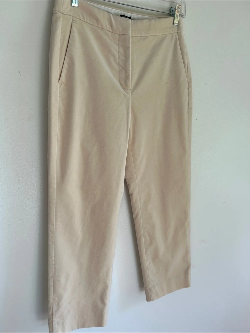 J. Crew Kate Velvet Straight-Leg Pants Butter Yellow Size 4P New Without Tags